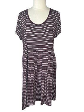 Foxxy Sundress Dress Womens 2XL Maroon White Short Sleeves Stripes Casual